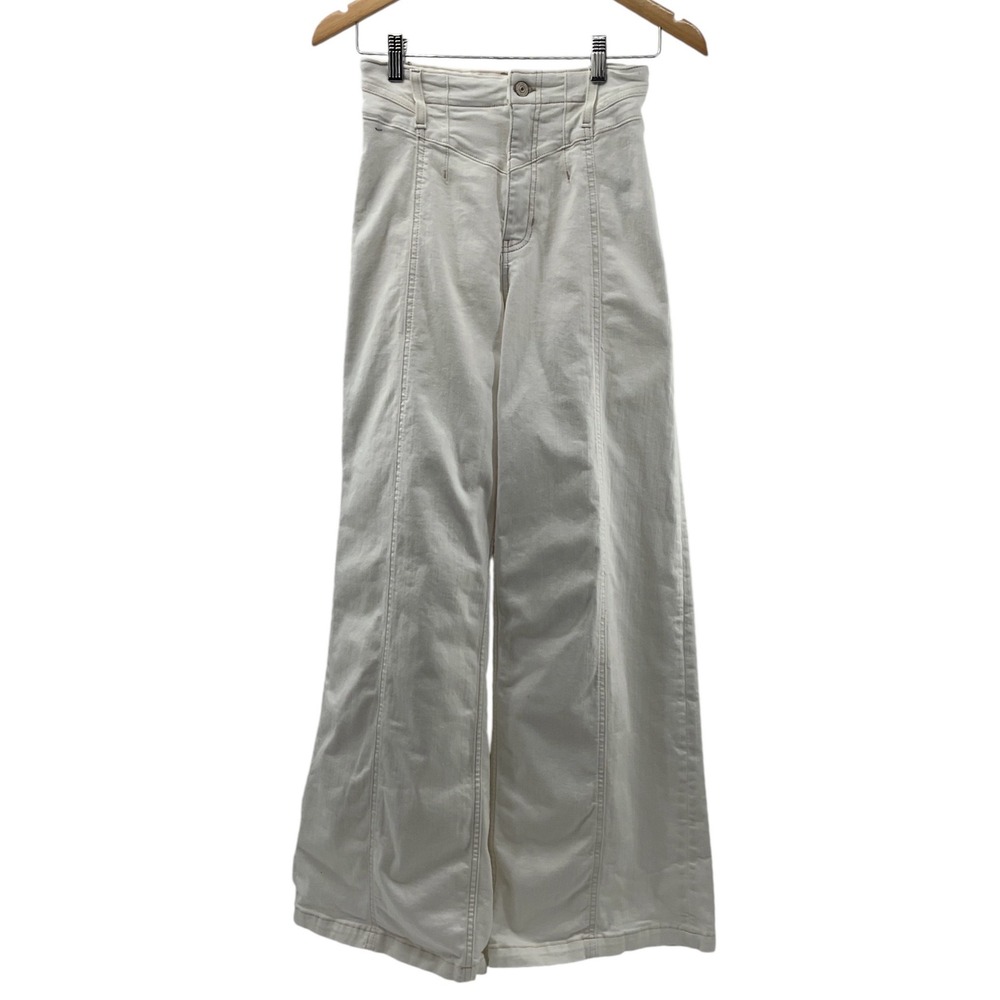 We The Free White Wide Leg Seam Detail High Rise Jeans Size 27